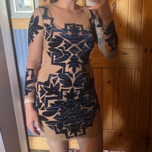 For Love & Lemons delivered with this velvet, mesh & jem mini dress!